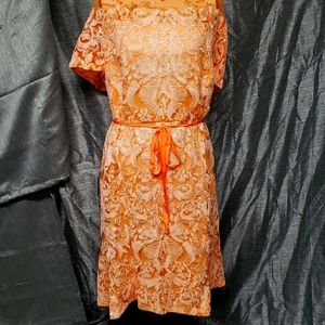 Violets and Rose short sleeve peach ladies dress